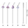 1/5pcs Reusable Handmade Glass Straws, Dream Swan/moon/cloud Glitter Decorations, Cold Drinks/pearl Tea/coffee/juice/Smoothie