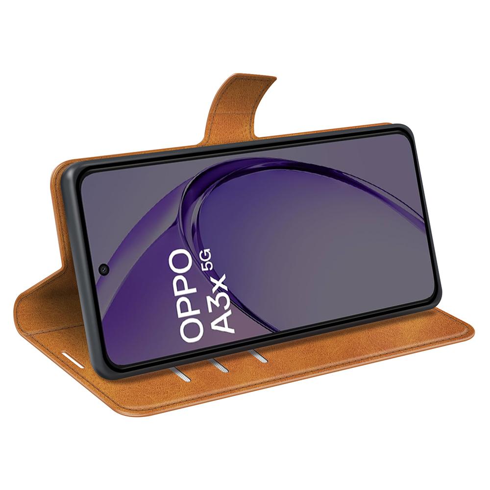 For Oppo A3x 5G/A3x 4G/A3 5G/A3 4G/A60 5G/A40 4G Stand Case Anti-Scratch Calf Texture Leather Phone Cover