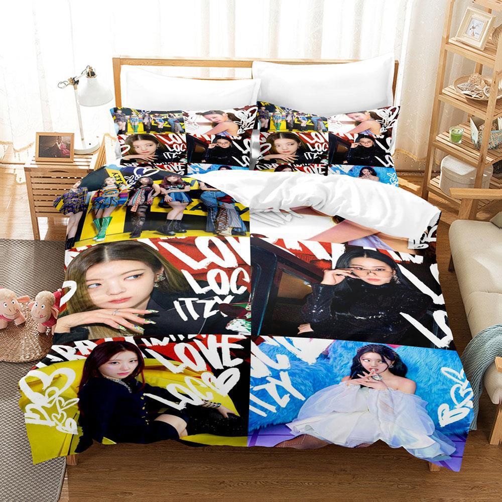 Kpop Group ITZY Bedding Set Boys Girls Twin Queen Size Duvet Cover Pillowcase Bed Kids Adult Fashion Home Textileextile