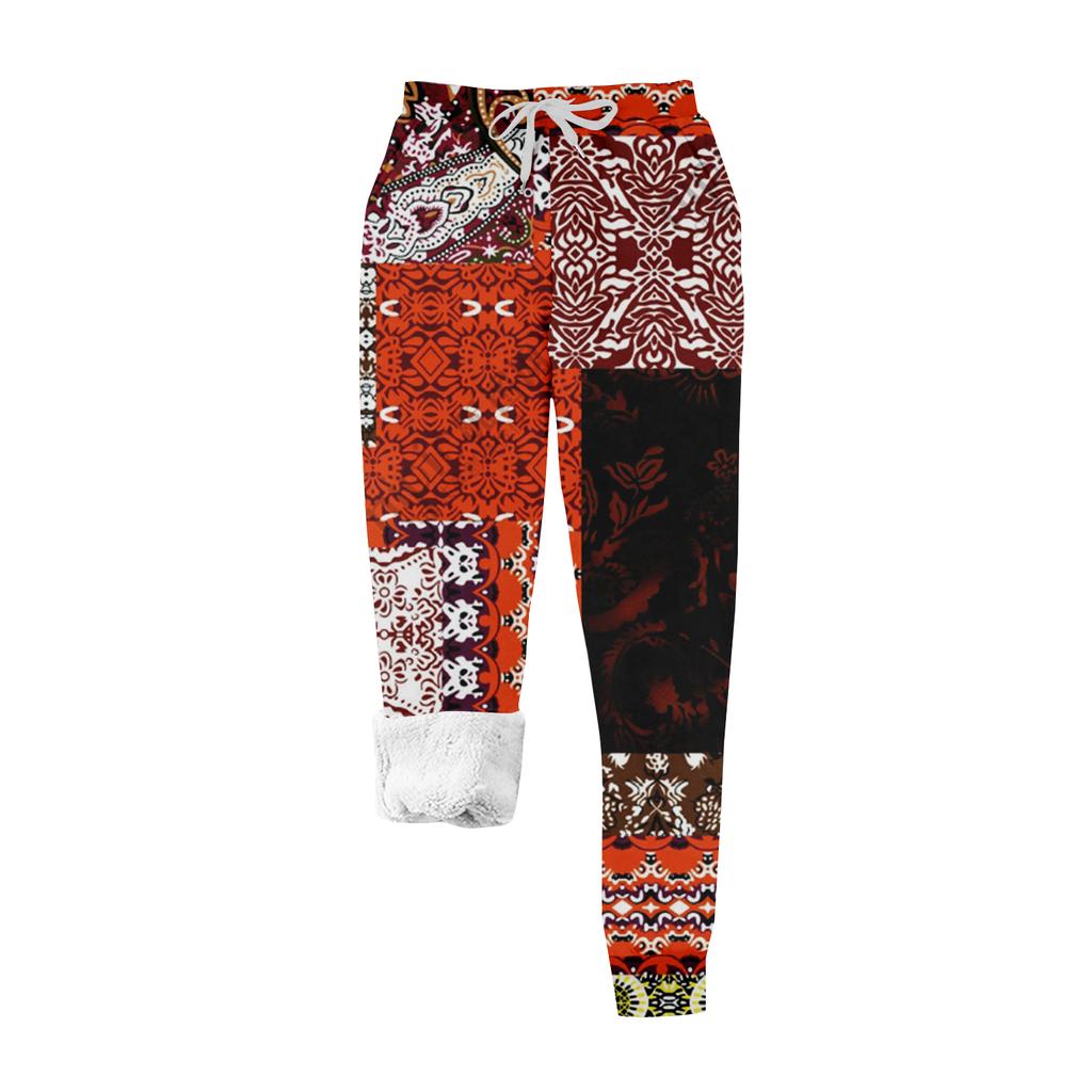 Women's Casual Fashion Home Christmas Print Plush Sweatpants
