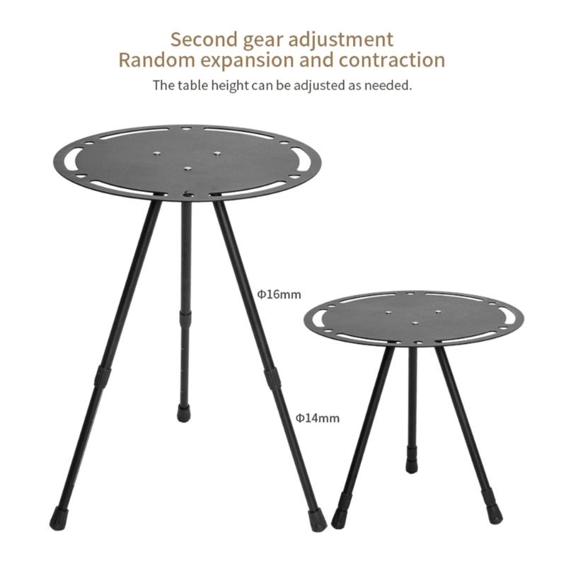 Outdoor Folding Round Table Adjustable Height Small Folding Camping Table