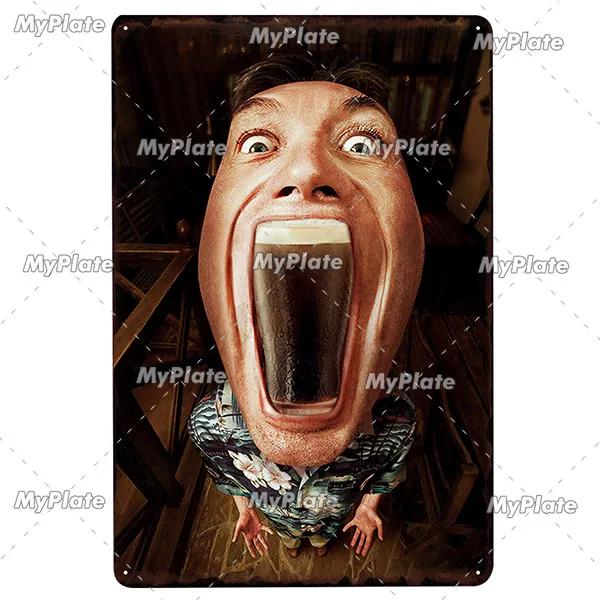 Letrero de Metal creativo para cerveza, placa Vintage, placa de letrero de lata para cerveza fría, decoración de pared para Bar, Club, hombre, arte rupestre, póster personalizado