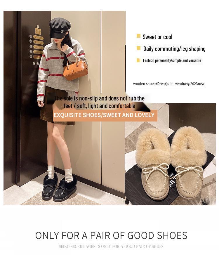 2024 Winter Women's Slip-On Bowknot Snow Boots with Velvet Lining and Soft Sole