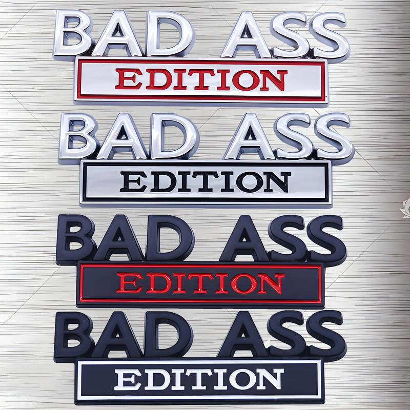 BAD ASS Edition Metal Car Stickers Applicable to Car Fender Bumper Rear Window Full Body Outline BAD ASS Logo Metal Badge