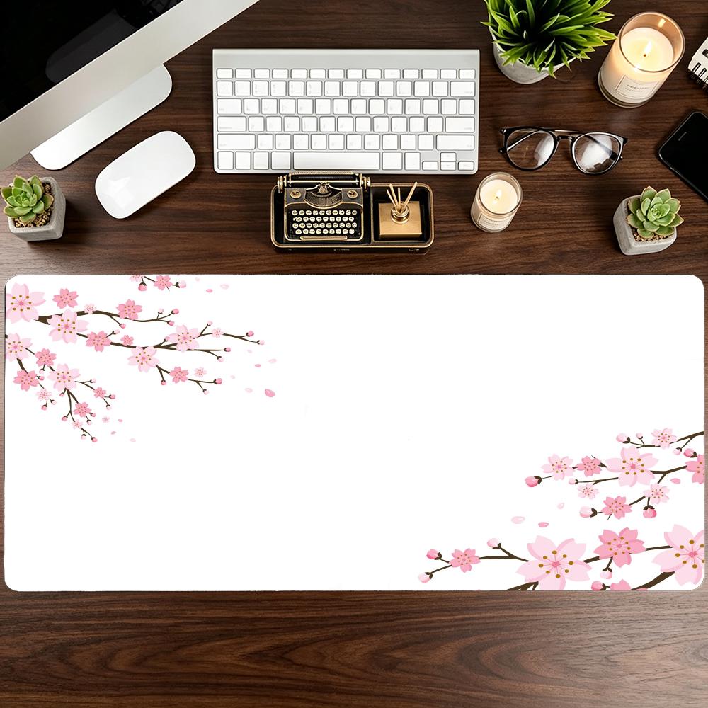 Pink Japanese Cherry Blossom Art Mouse Pad Computer Office Table Mats Rubber Anti-slip Gaming Keyboard Mousepads Long Desk Pads