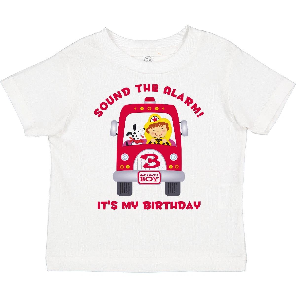 Inktastic Fire Truck 3rd Birthday Boy Toddler kids boys T-Shirt Engine Fighter Fireman Red 100
