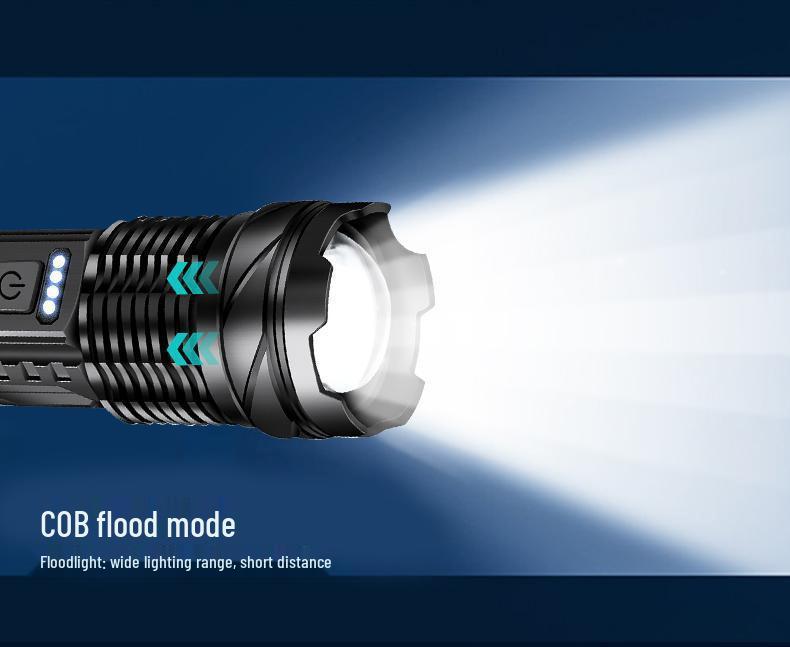 USB Rechargeable Multi-Functional White Laser Flashlight with Side Red and Blue Warning Lights