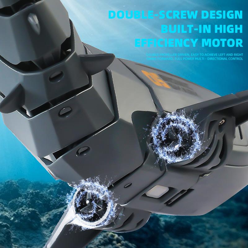 2024 Novo RC Tubarão Brinquedo Simulação Submarino LED Pulverização Baleia Controle Remoto Animal Banheira À Prova D'Água Piscina Brinquedo Elétrico Crianças Menino Presente
