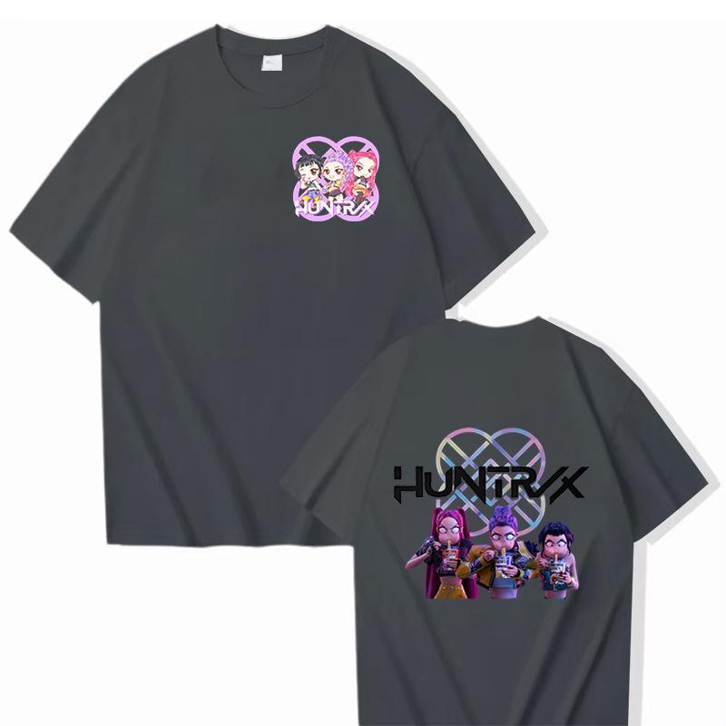 Kpop Demon Hunters Fashion T-shirts for Men Women Cartoon Printed Short Sleeved Shirt Couple Summer Hip Hop T-shirt Gifts