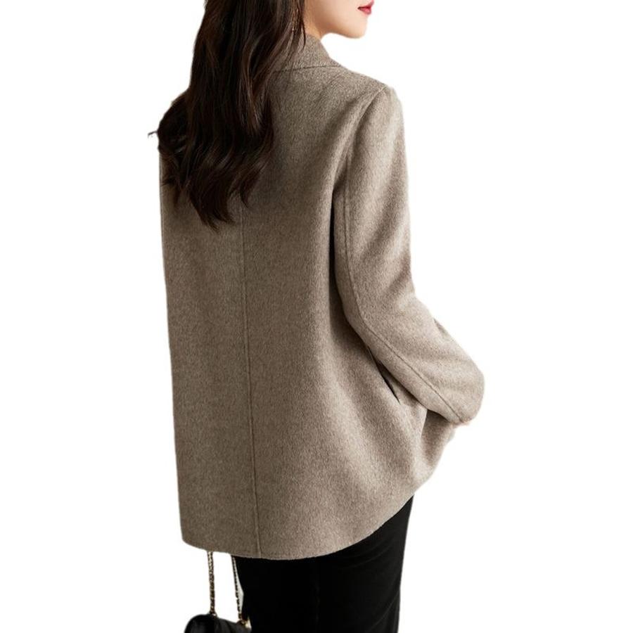 Korean Style High-End Autumn Winter New Maxi Fit Slim Stand Collar Doll Collar Wool Coat for Women