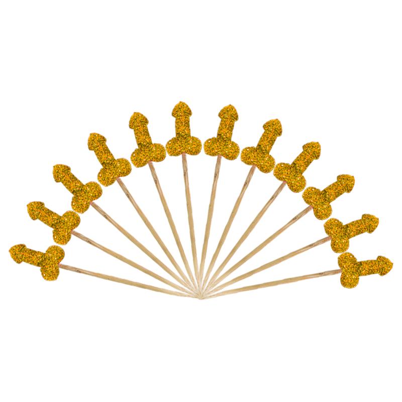 12/24 Stück Glitzer Willy Penis Cupcake Topper Gold Lustig Nackt Schwanz Kuchen Topper Hochzeitsgeschenke Junggesellinnenabschied Erwachsenen Hen Night Party