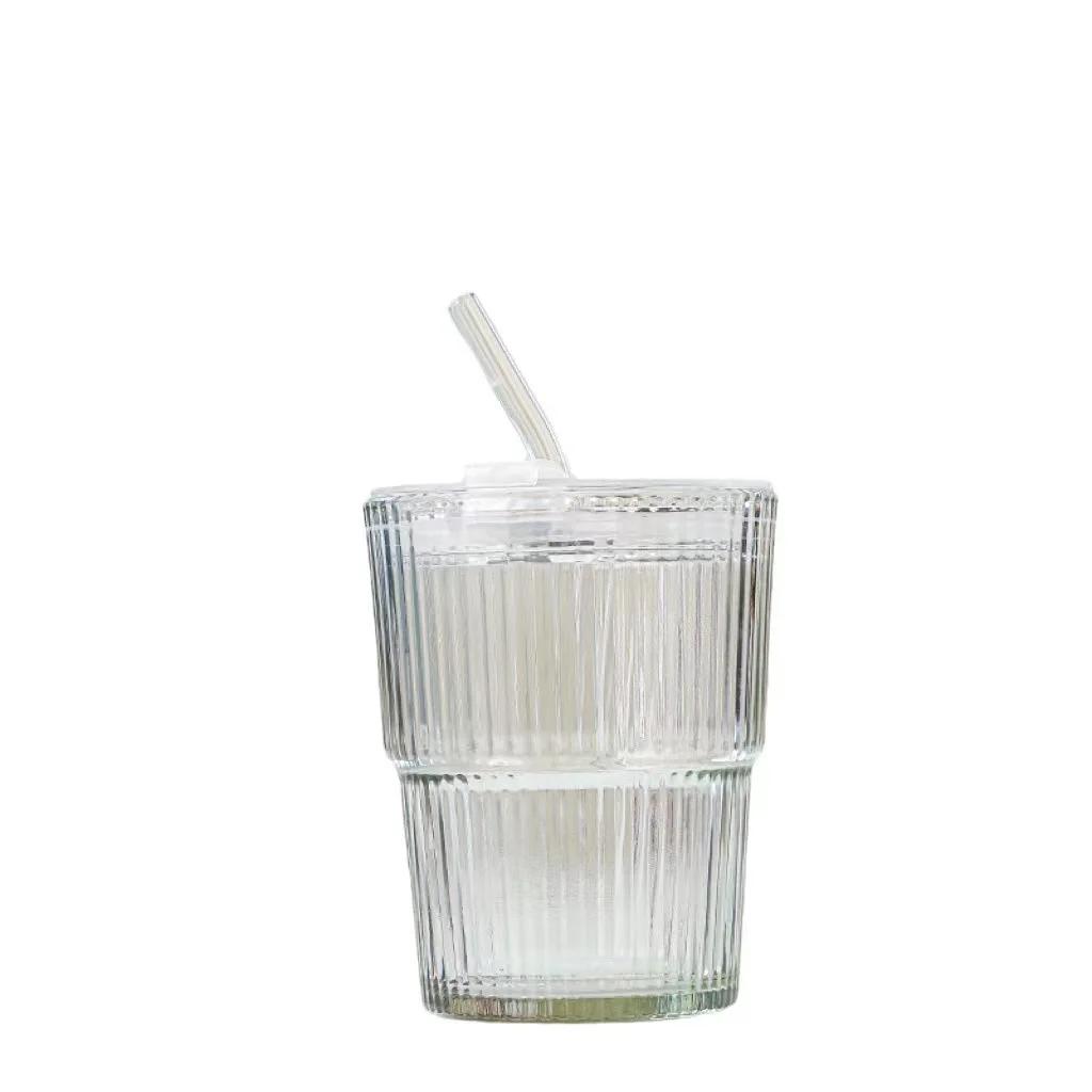 Net Red Wind Dungi verticale Ins Cafea Capac din sticlă Paie Cupă cu apă Arătosă Gheață American Latte Cupă cu lapte