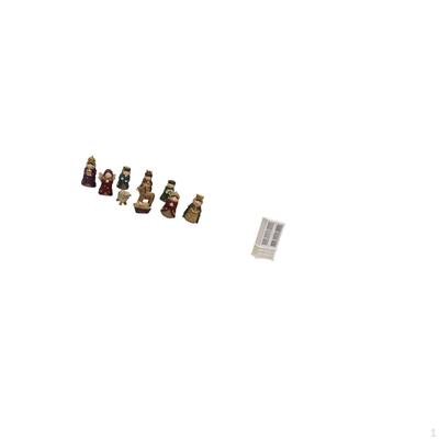 Miniature Nativity Scene Figurines Set with Double Doors Bookcase Religious Tabletop Ornaments for