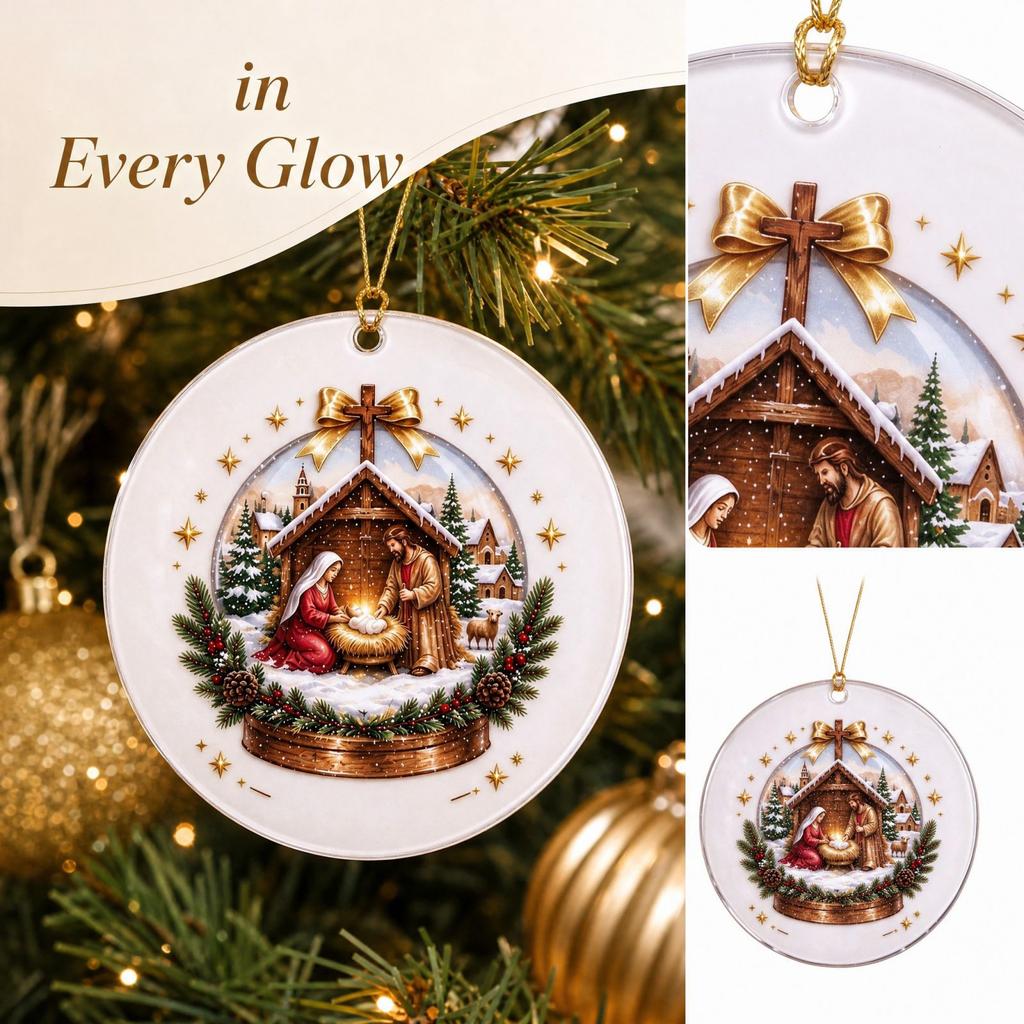 Christmas Acrylic Ornament, Hanging Decoration for Holiday Tree and Home Festive Decor