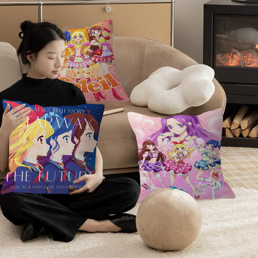 Aikatsu On Parade! Anime Cushion Cover Car Throw Pillow Case For Sofa Car Christmas Gift 40x40cm 45x45cm