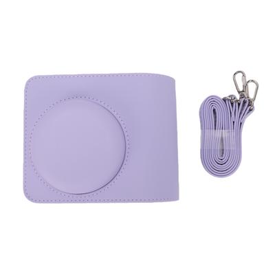 Camera Protective Bag for Fujifilm Instax Mini 13 12 11 PU Leather Adjustable Shoulder Strap Lavender Camera Case