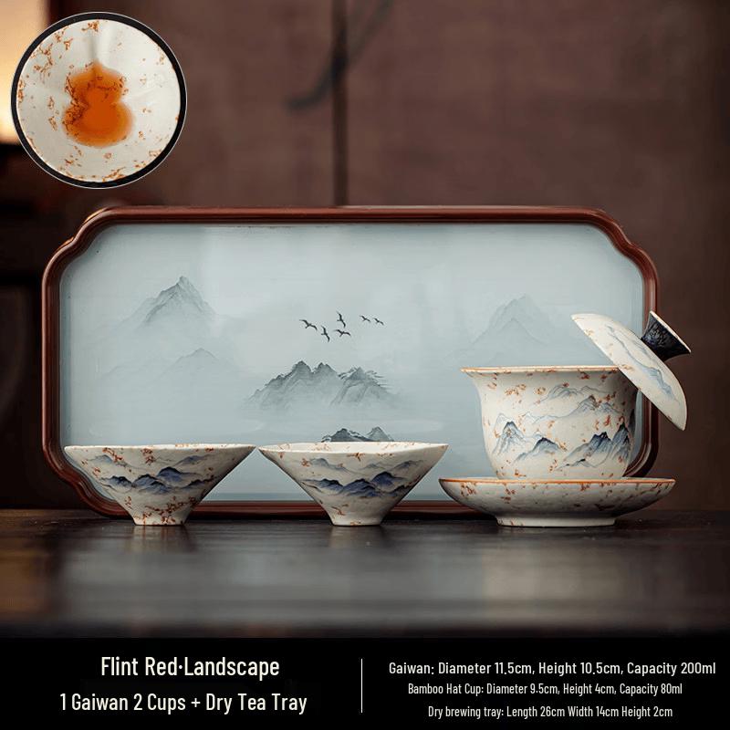Flint Red Gaiwan Teacup Set
