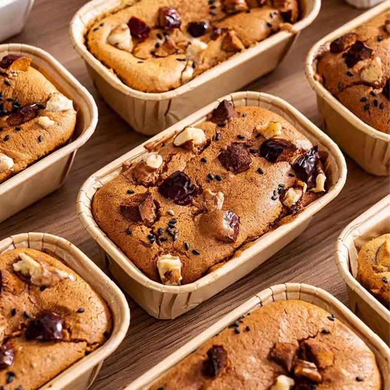 50PCS Oil-proof Baking Cup, Rectangular Mini Size, with Grooved Rim To Prevent Leaks. Suitable for Baking Bread, Cupcakes, and Desserts.