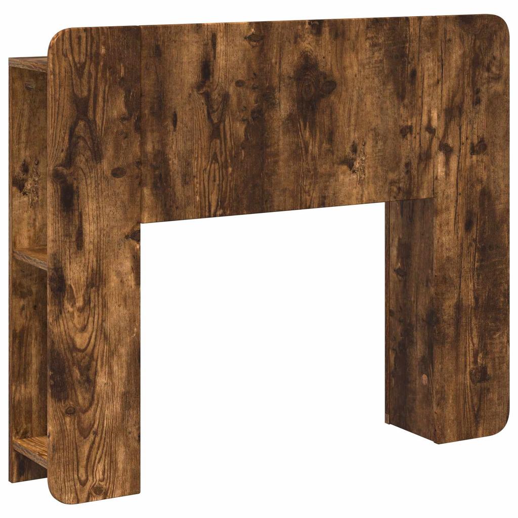 Headboard Cabinet with Storage Smoked Oak Wood Based Material