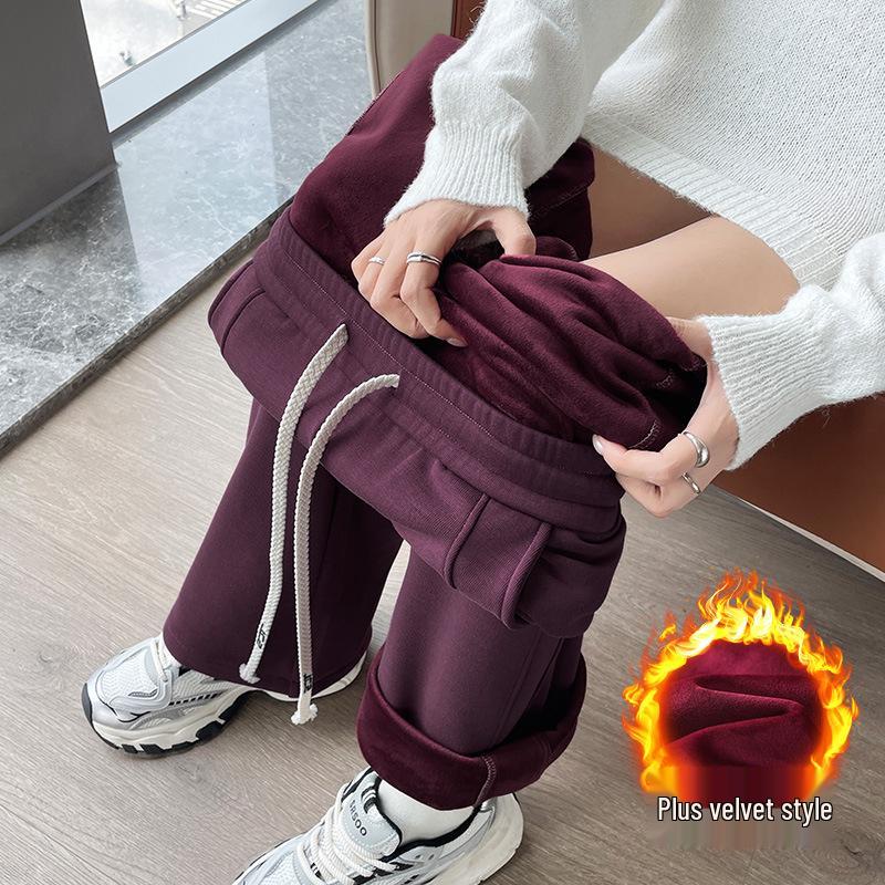 

Женские джоггеры с флисовой подкладкой, зауженные к низу - Осень/Зима 2025, Новые повседневные утепленные спортивные брюки L
