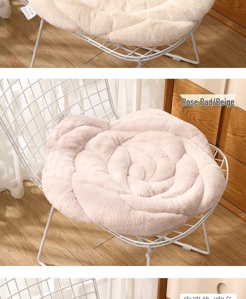 Rose Petal Plush Office Chair Cushion - Comfort for Long Sitting Sessions