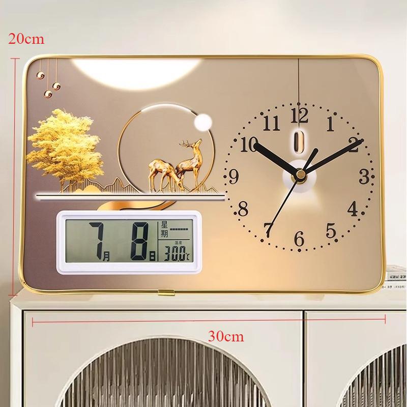 Creative Simple Desktop Clock Office Ornament Perpetual Calendar Bedroom Living Room Table Clock Silent Home Desktop Clock