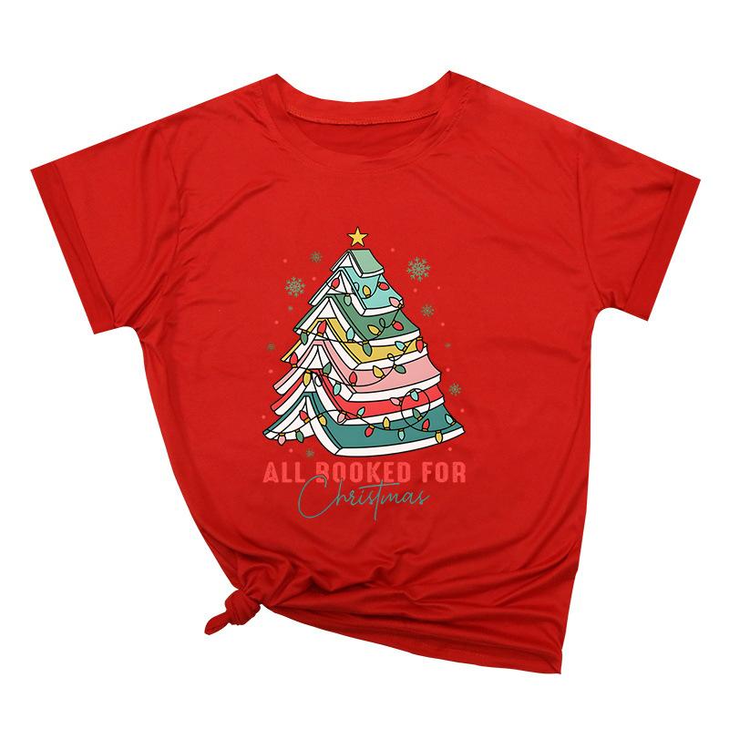 Weihnachtsschleife Kreativ Bedruckt Trendig Baumwoll-Top Lässige Sportbekleidung Locker Damen-T-Shirts Damen