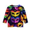 Print Tops For Youth Girls Round Neck 3/4 Sleeves T-Shirts Trendy Tops Outfit Tees