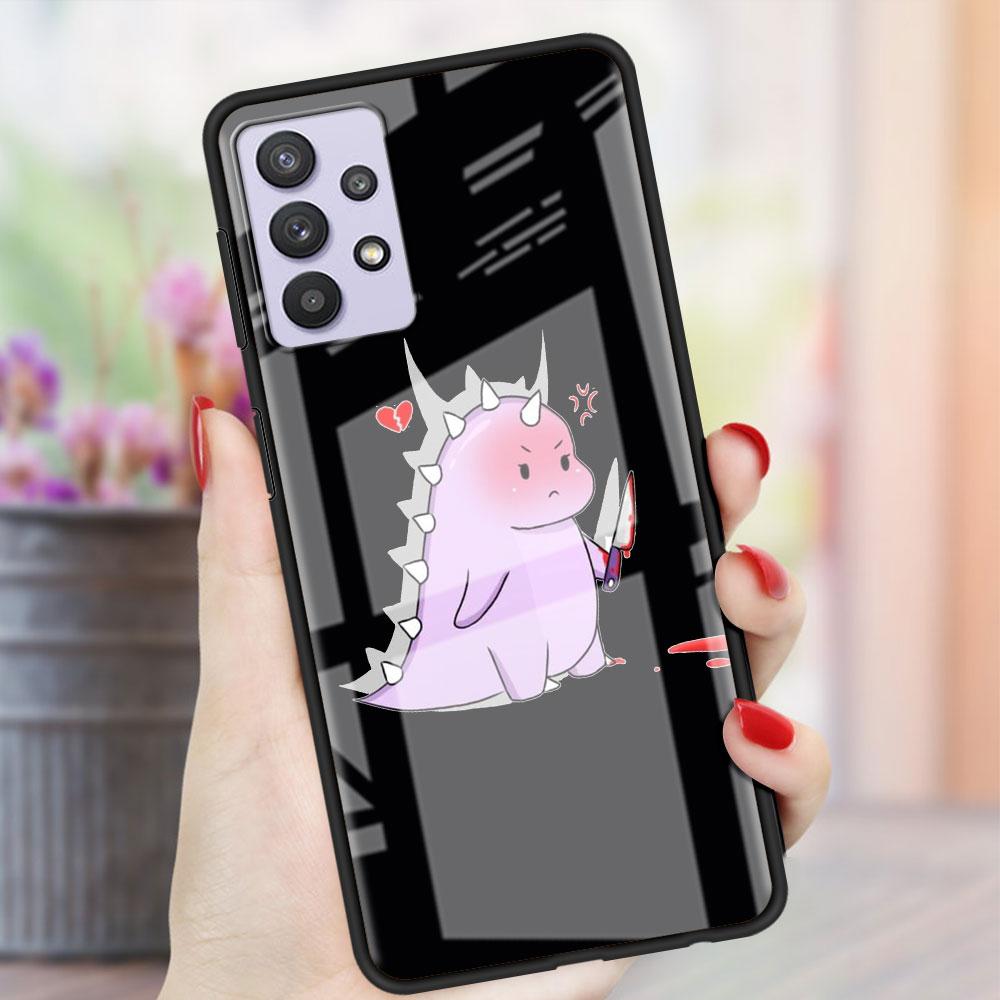 Husă de sticlă cu desene animate cu dinozauri pentru Samsung Galaxy A52 A71 A50 A51 A70 A21s A31 A72 A10 A12 A30 A22 5G