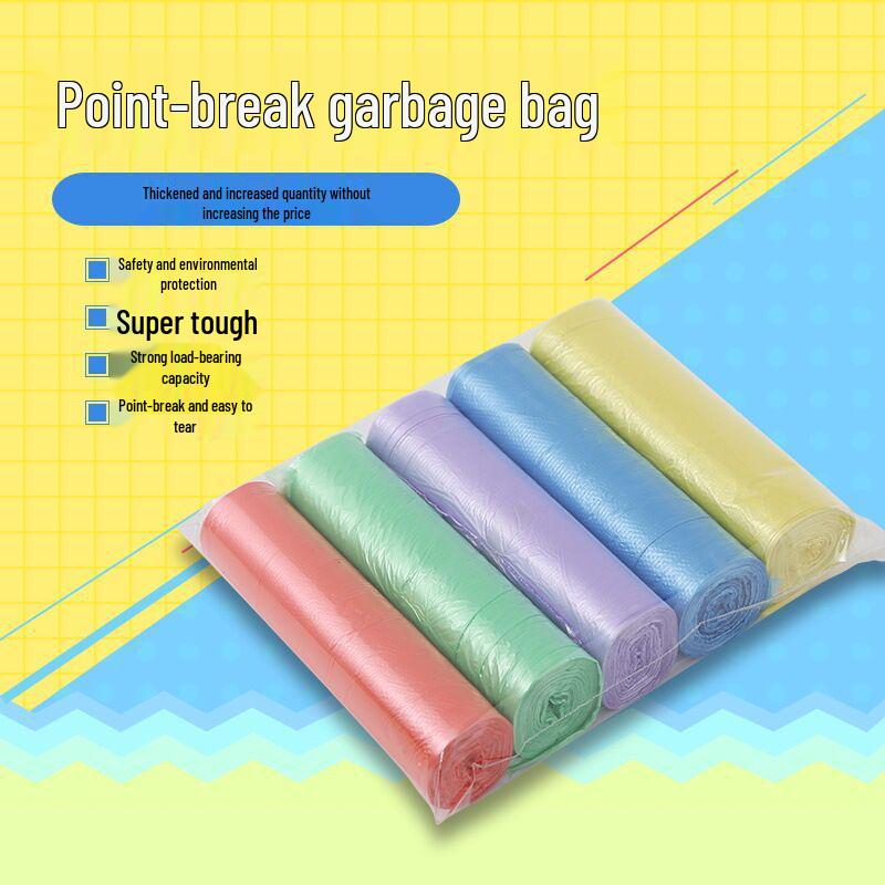 Disposable Plastic Garbage Bags with Handles, 45*50cm, Perforated Flat Mouth Design for Easy Storage.