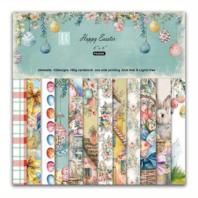 24pcs Junk Journaling Craft Paper Flower Crapbook Paper Pad 6x6inch Assorted Pattern Decoupage Cardstock Paper Single-Sided Vintage Scrapbooking DIY