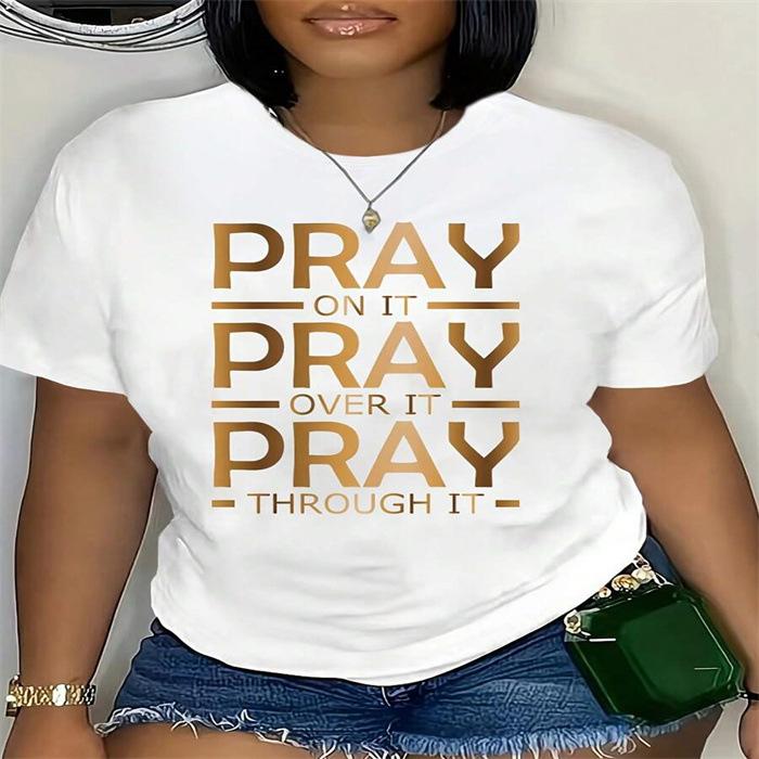 Summer Round Neck Pure Cotton Top Fashionable Casual Fashion Short Sleeved Women's Printed T-shirt