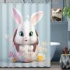 Charming Rabbit Shower Curtain - Cute Rabbits Appear From The Egg Walls Hanging On Living Room And Bedroom Decorations Whimsical