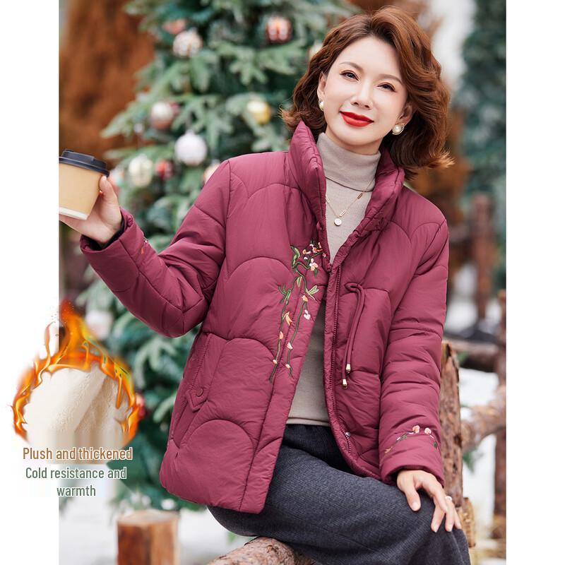 

Women s Mid-Aged Stand-Collar Padded Winter Jacket 3XL