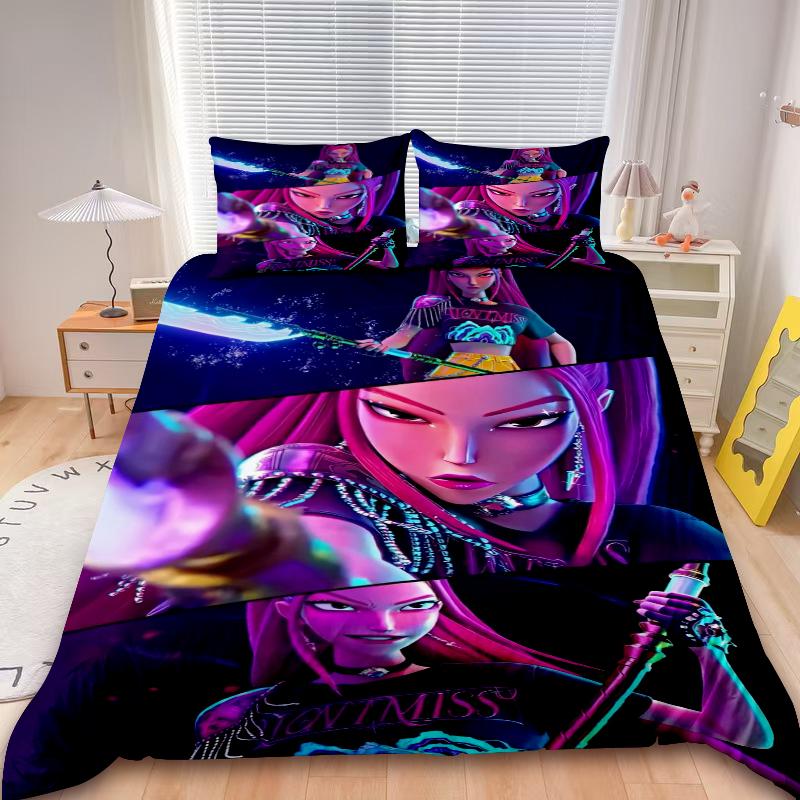 Set Copripiumino per Bambini D-Demon H-Hunters Set Biancheria da Letto K-pop Copripiumino Singolo King con Federa Regali per Bambini Decorazioni