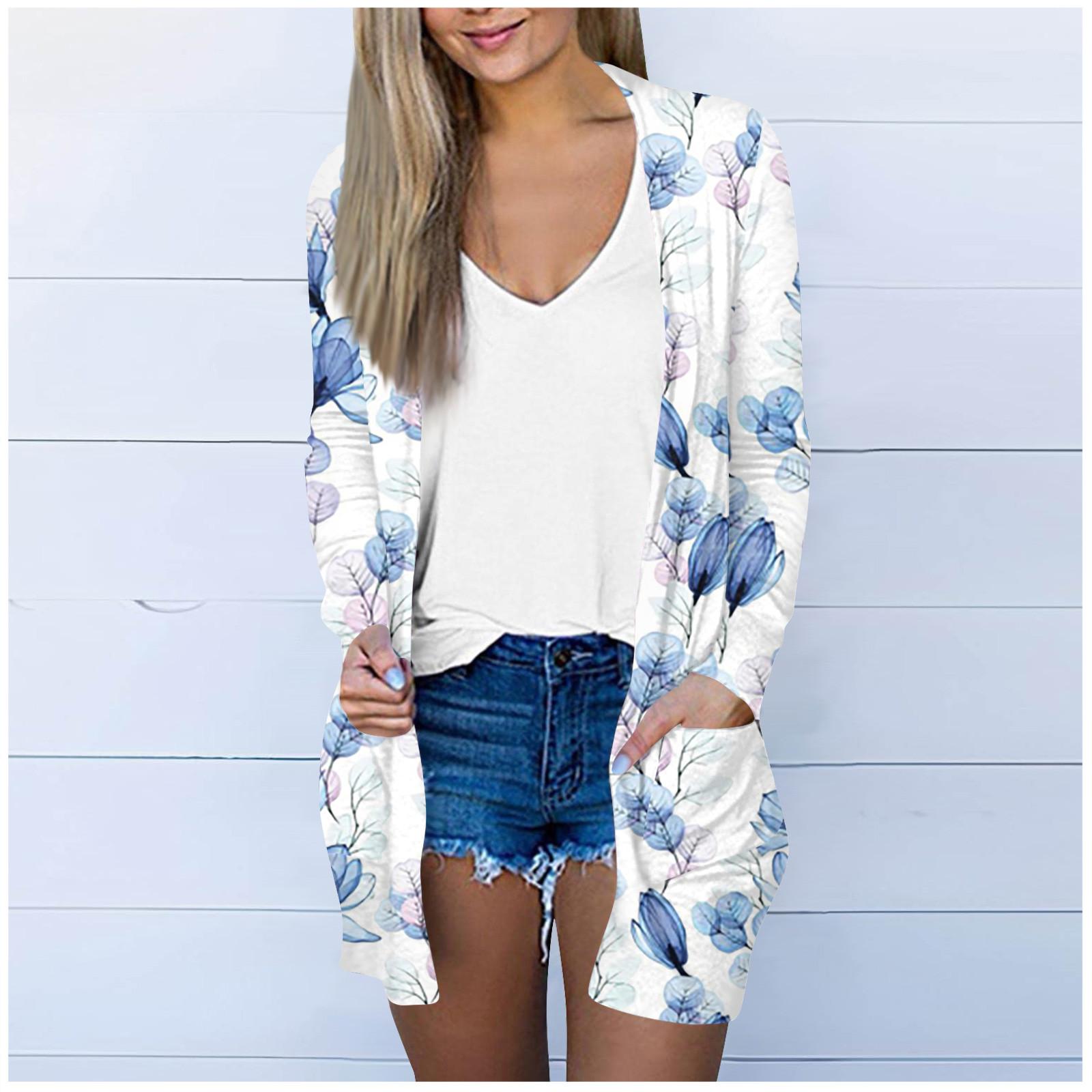 Женская модная свободная повседневная куртка-кардиган средней длины с длинными рукавами — фото 5