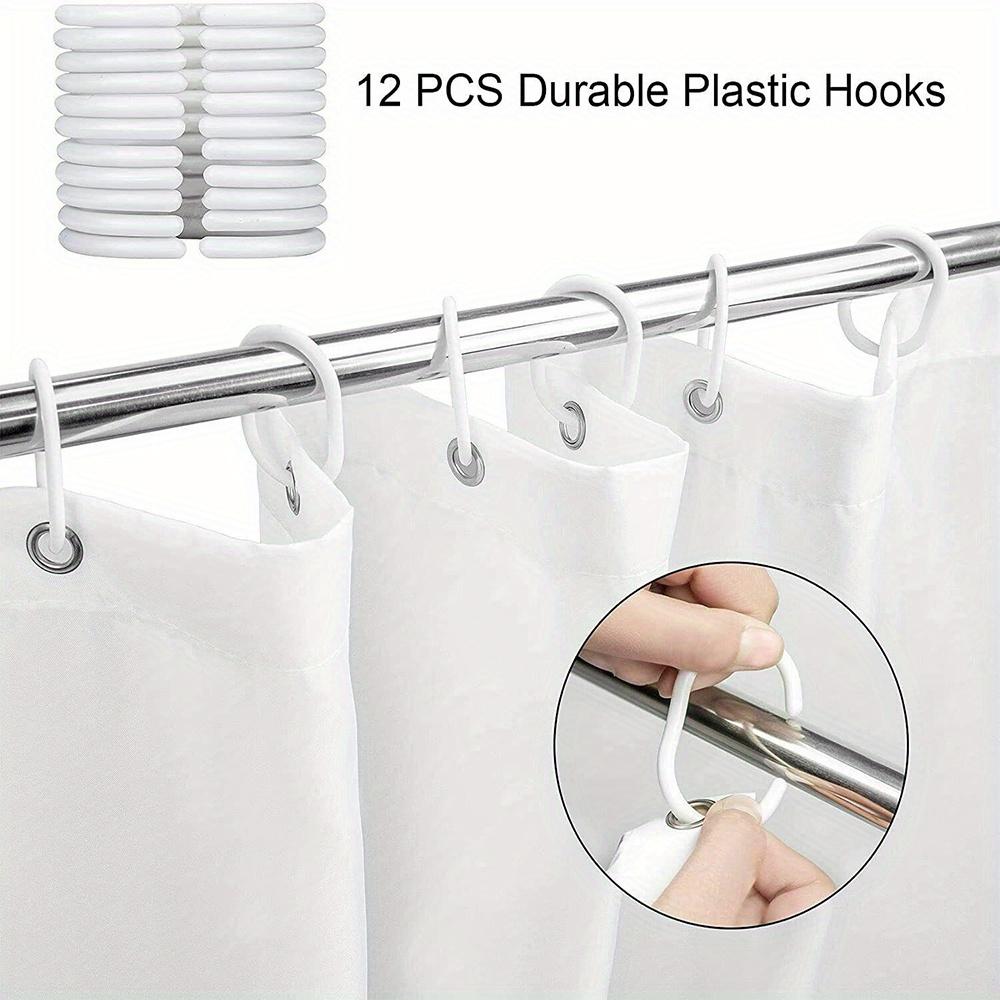 1 shower curtain with black branches and pink peach print on white background, high quality polyester fabric with hooks