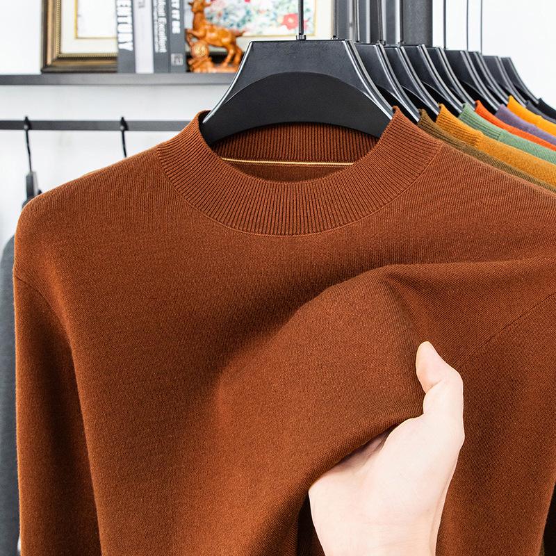 

Men s Thick Warm Wool Sweater - Machine Washable, Pure Color, Round Neck (Autumn/Winter) 110 (120-140 lbs)