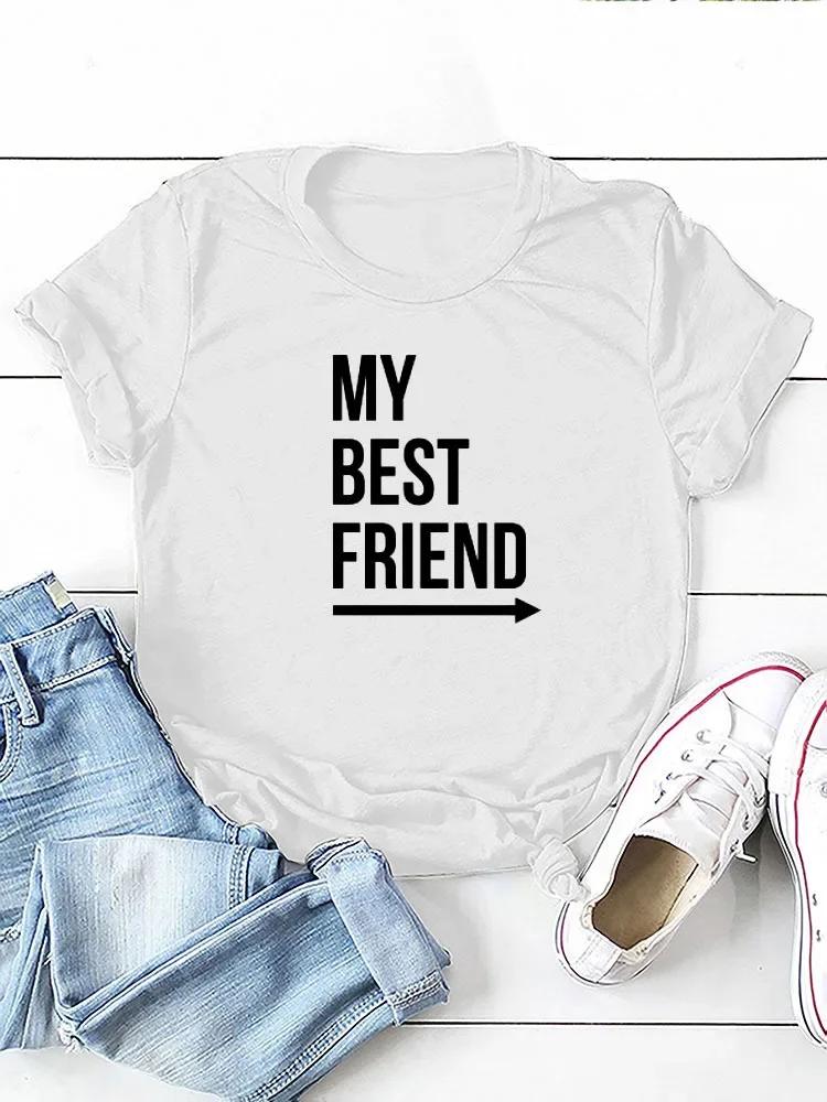My Best Friend Arrow Print Women T Shirt Short Sleeve O Neck Loose Women Tshirt Ladies Tee Shirt Tops Camisetas Mujer