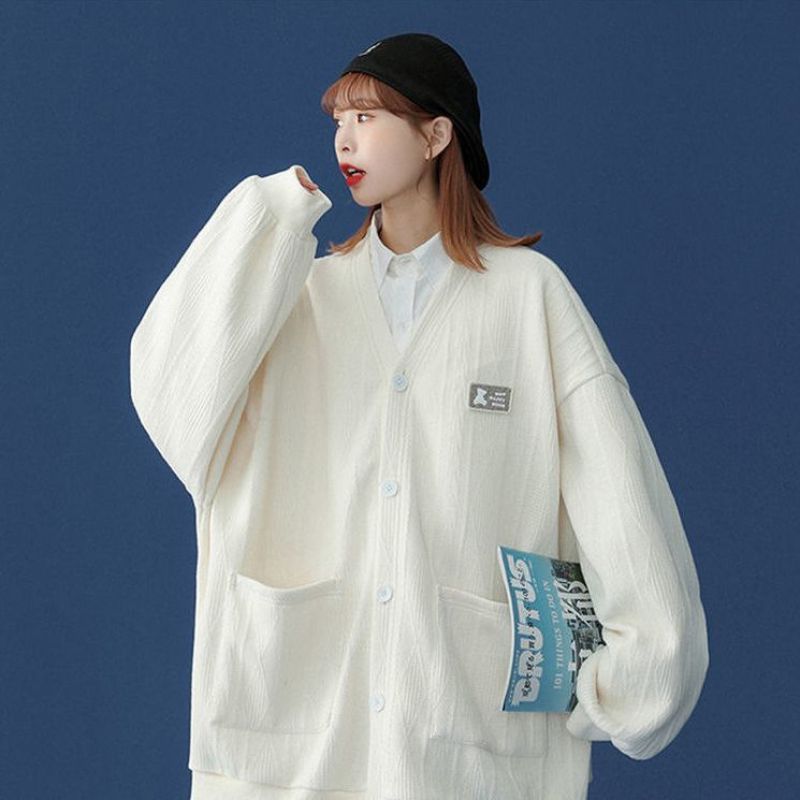 

Ранняя осень вязаная куртка-кардиган куртка женская свободная бейсбольная майка с ленивым ветром