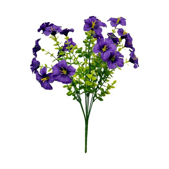 

7 Stems Artificial for Flower Resistant Fake Outdoors UV Silk Morning Glory фіолетовий
