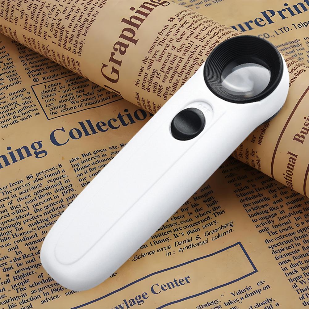 40X Handheld Magnifier HD Magnifying Glass with Two LED Lights Jewelry Magnifier for Jewelry Diamond Gem Coin Stamp Rock