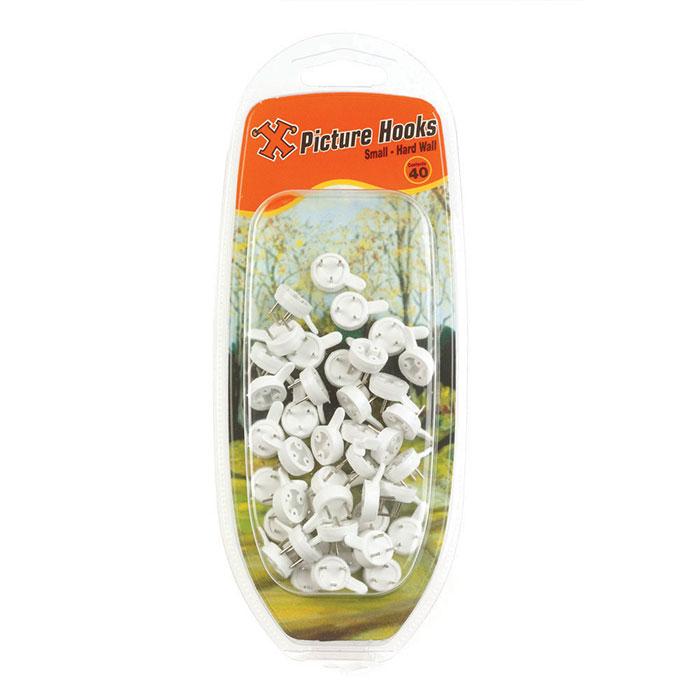 X Hard Wall Hooks Small White Nylon 40pk