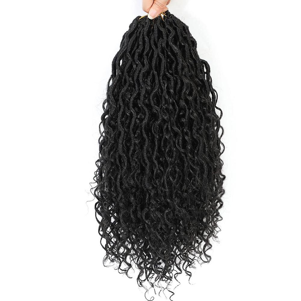 Best Selling High Quality Messy Mermaid Goddess Faux Locs Curly End Crochet Braid Bohemian Soft Woman Dreadlocks (as the picture,24inch-10 pieces)