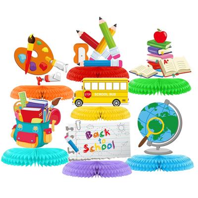 7Pcs Back-to-School Honeycomb Decor Set Classroom Party Theme Decorations Festive Table Centerpieces for School Bulletin Board