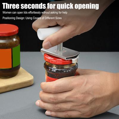 Manual Bottle Opener Stainless Steel Jar Opener Ergonomic Handle Bottle Opener One-Hand Use Adjustable Kitchen Gadget for Seniors