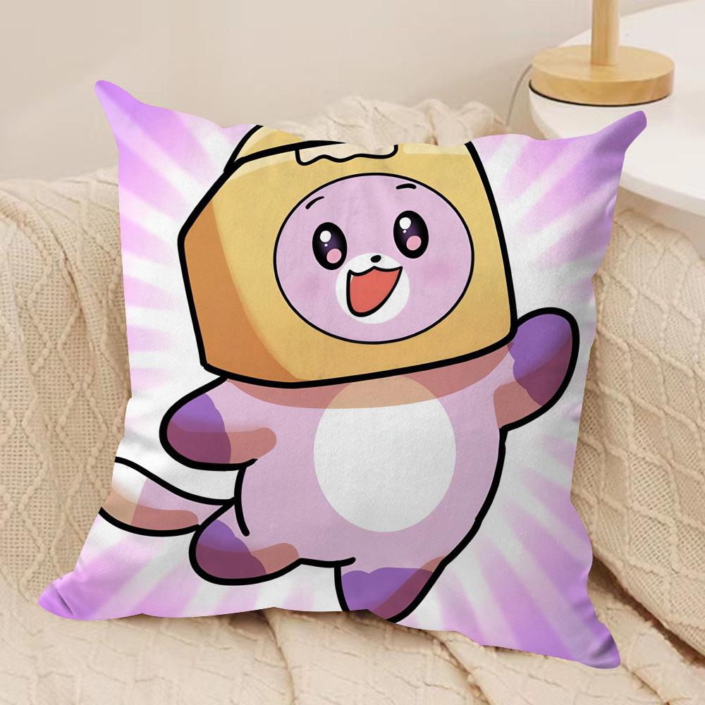 Cartoob LLankyBox Foxy Boxy Cute Cushion Cover Silky Short Plush Invisible Zipper Dustproof Sofa Pillow Case For Home Decor