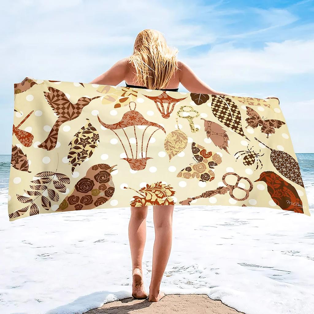 Exquisite Blue Floral Design Beach Towel - Soft Microfiber for Travel, Pool & Spa - Perfect Gift for