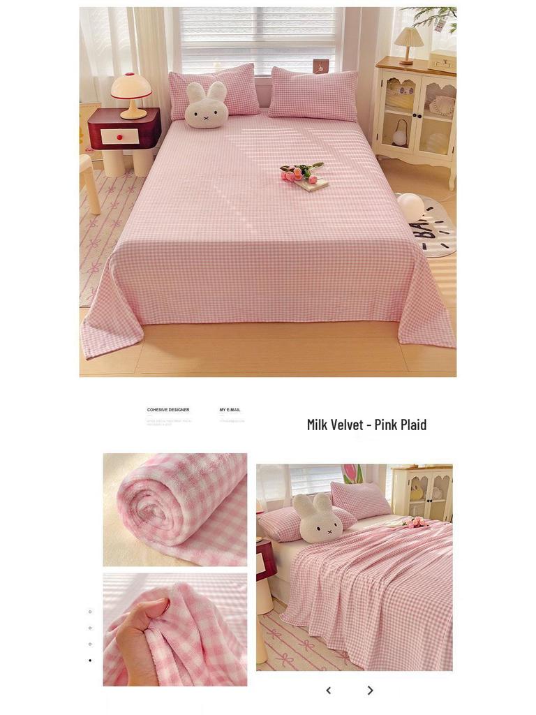 Kreskówkowy zimowy komplet pościeli z aksamitu mlecznego: Koc flanelowy polarowy, Prześcieradło, Poszewka na poduszkę - Gruby polar koralowy, Rozmiar pojedynczy.