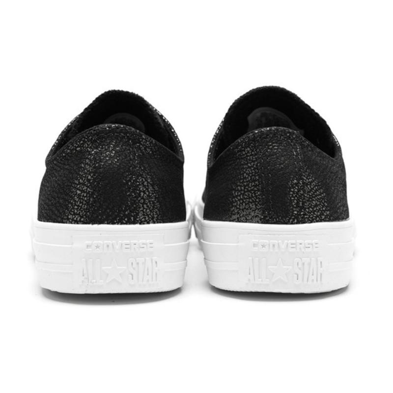 Converse All Star Ctas OX Non-Slip Shock Absorption Low-Top Board Shoes Unisex Black and Silver